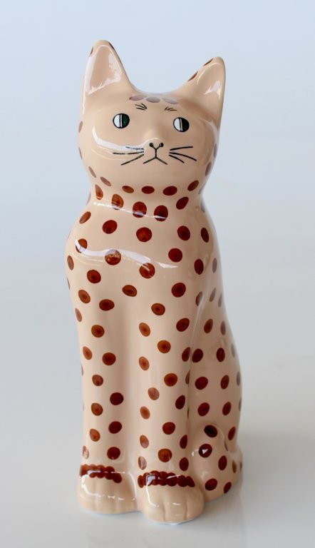 Tall Ginger Spotted Ceramic Cat
